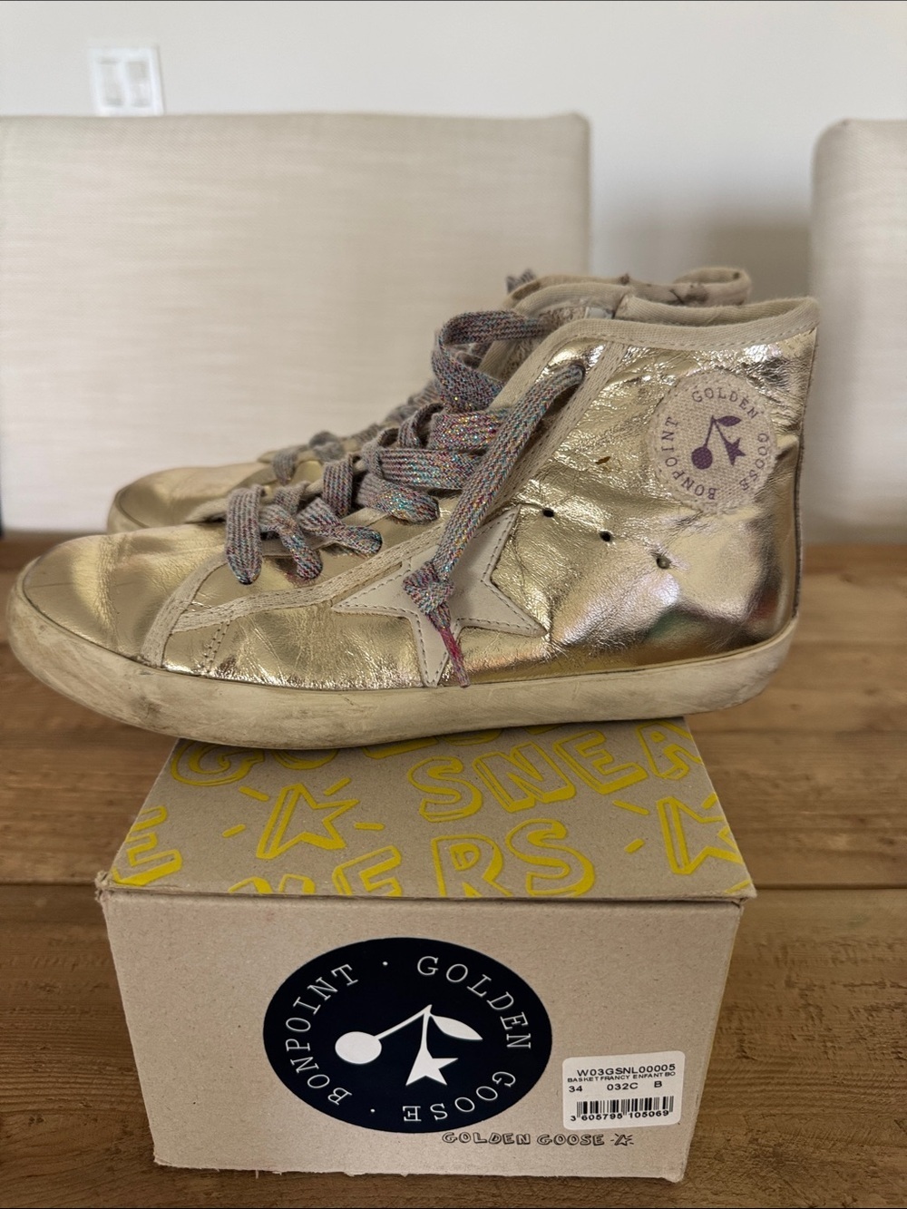 Golden Goose Limited Edition X Bon Point Kids High-Top Sneakers with Star Accent